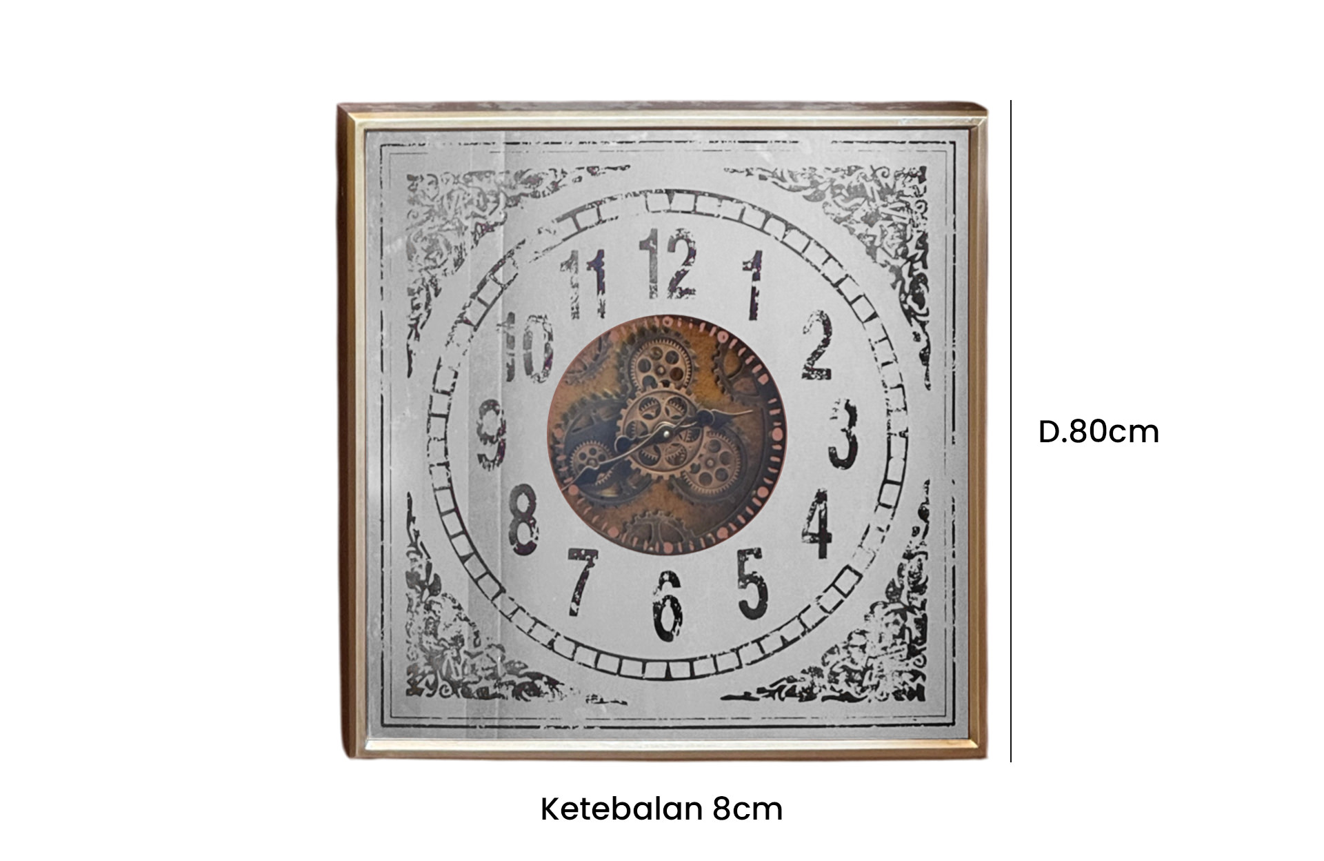 Home Decor Gear Clock 48064 Front View Size