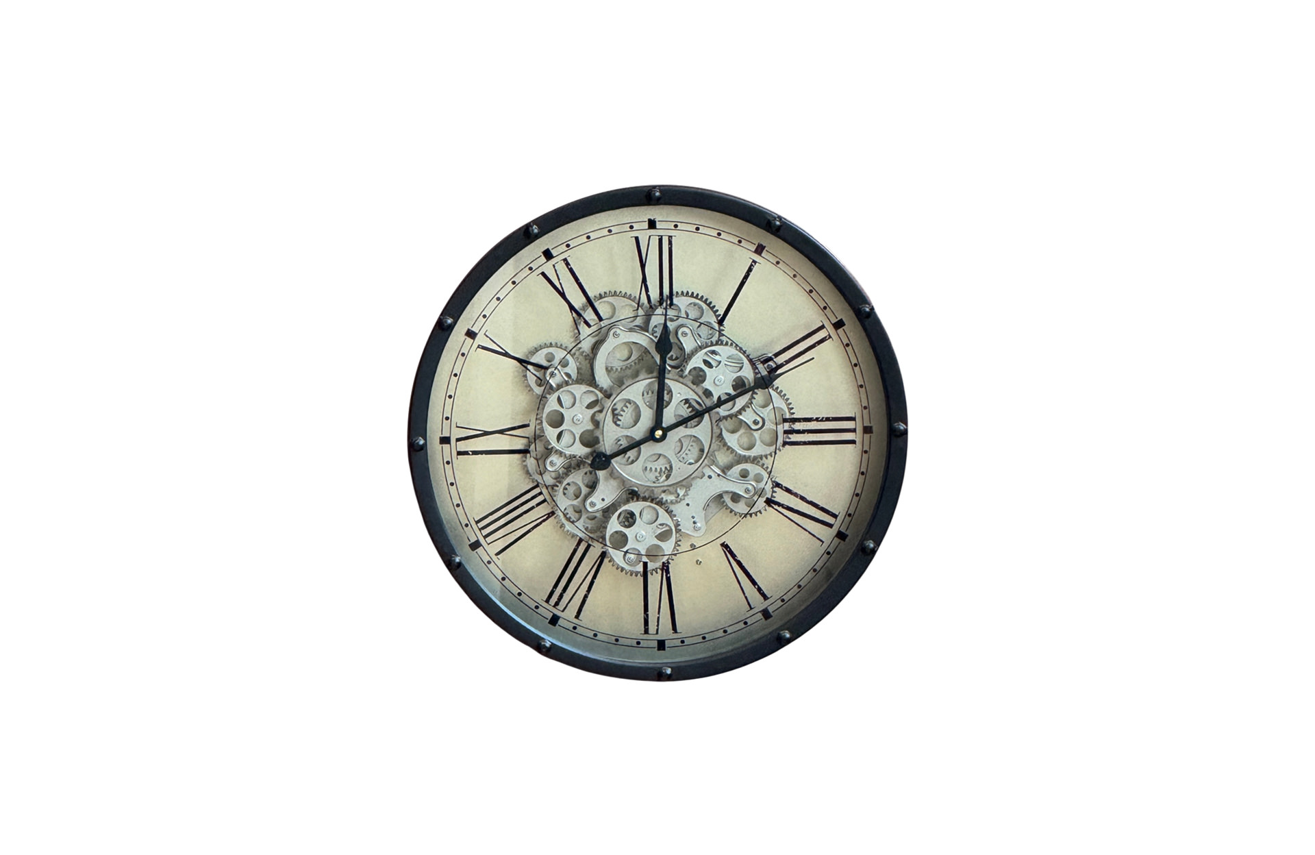 Home Decor 40053 Roman Numeral Gear Wall Clock Front View