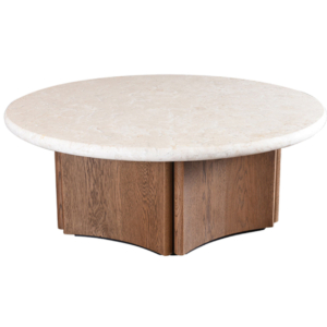 Home Decor Casena Coffee Table Cream Marble Front View