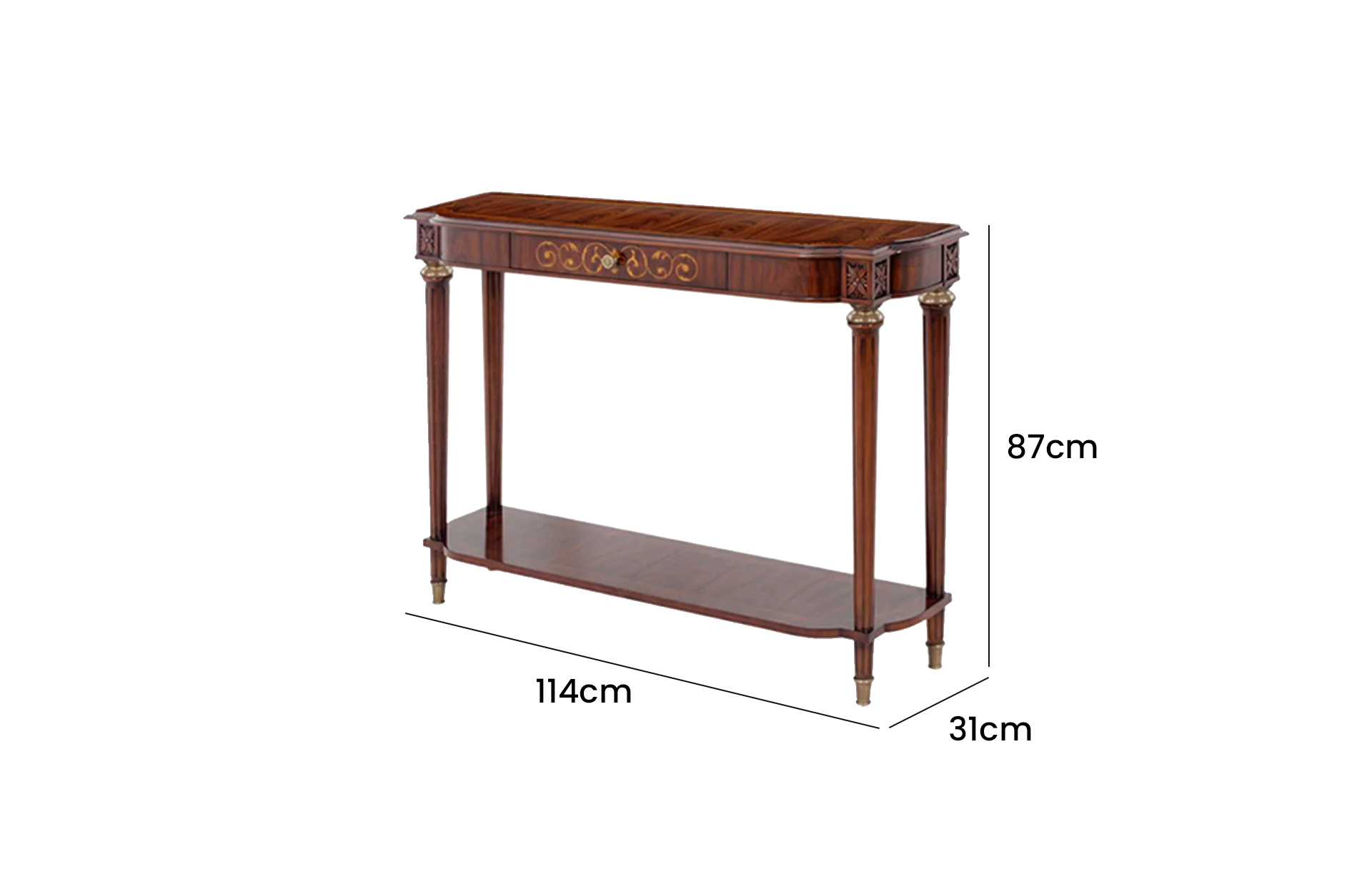Home Decor Console Table Parma, Small 34825 Side View Size