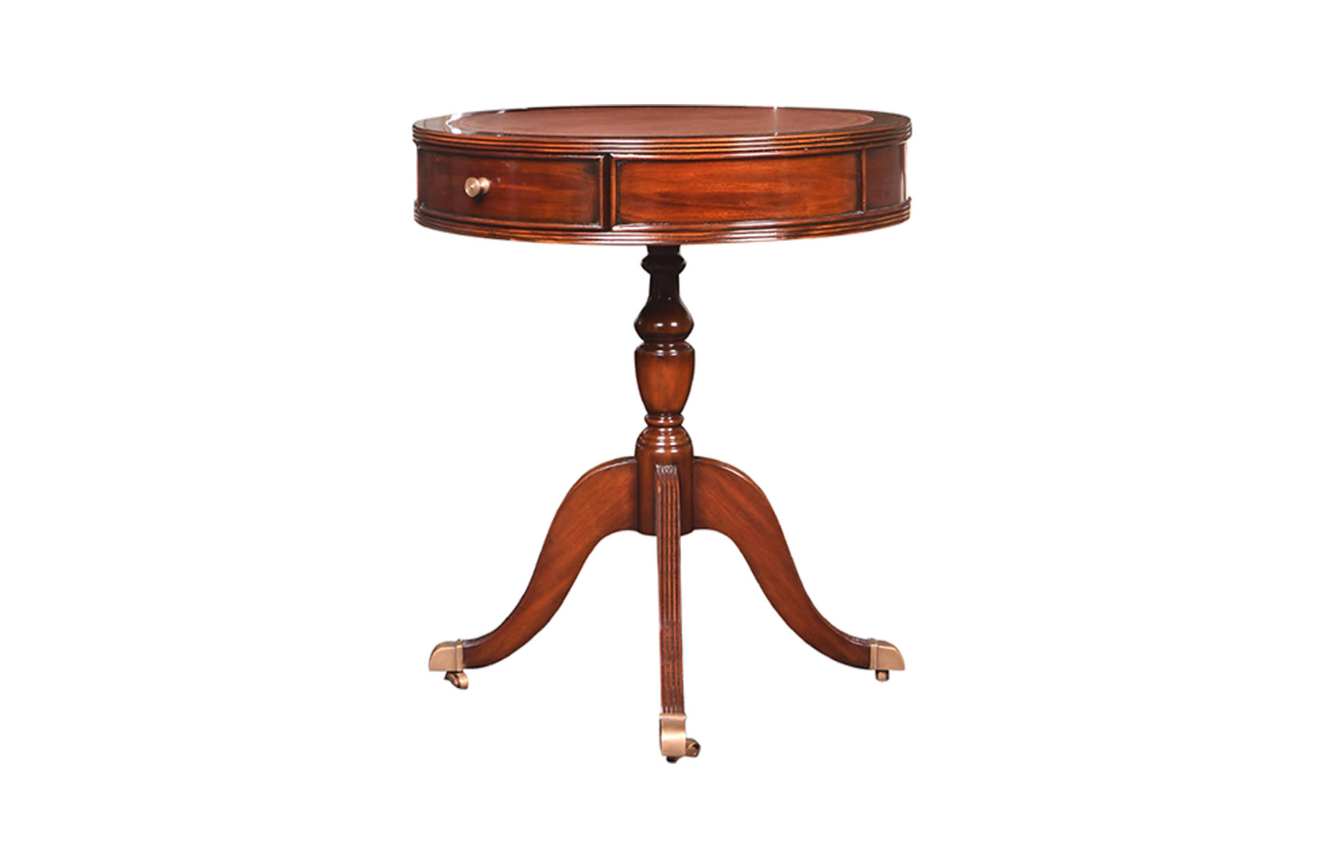 Home Decor Drum Table Ron, Leather Top 34870L Side View