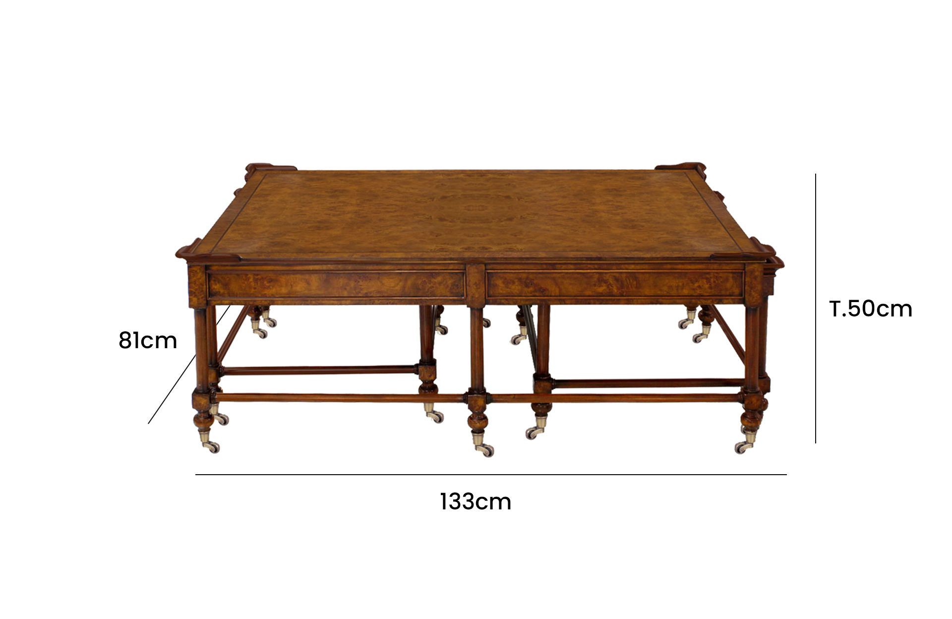 Home Decor Nesting Coffee Table Marvin 33689BS Ftont view Size