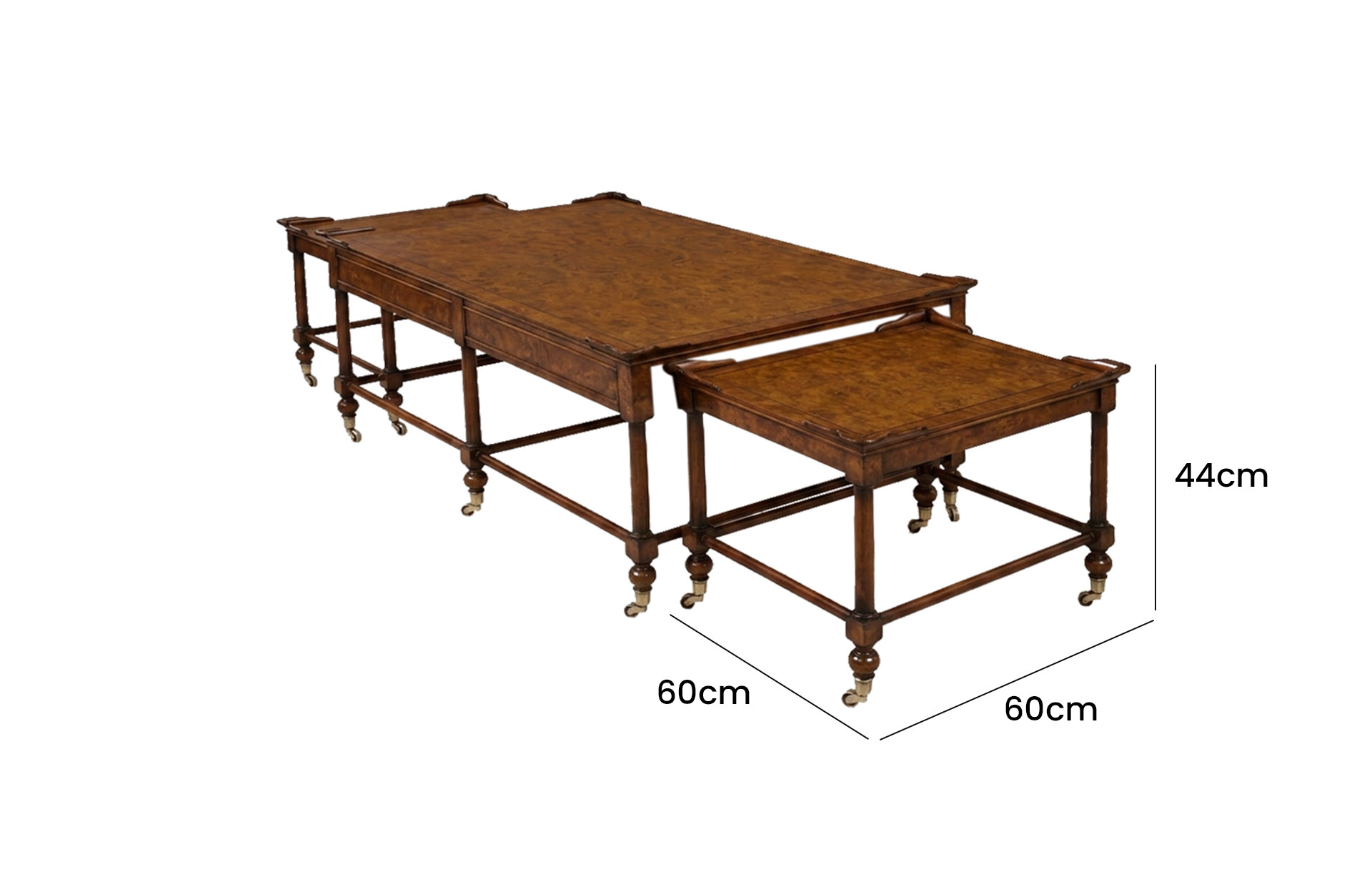 Home Decor Nesting Coffee Table Marvin 33689BS Side view Size