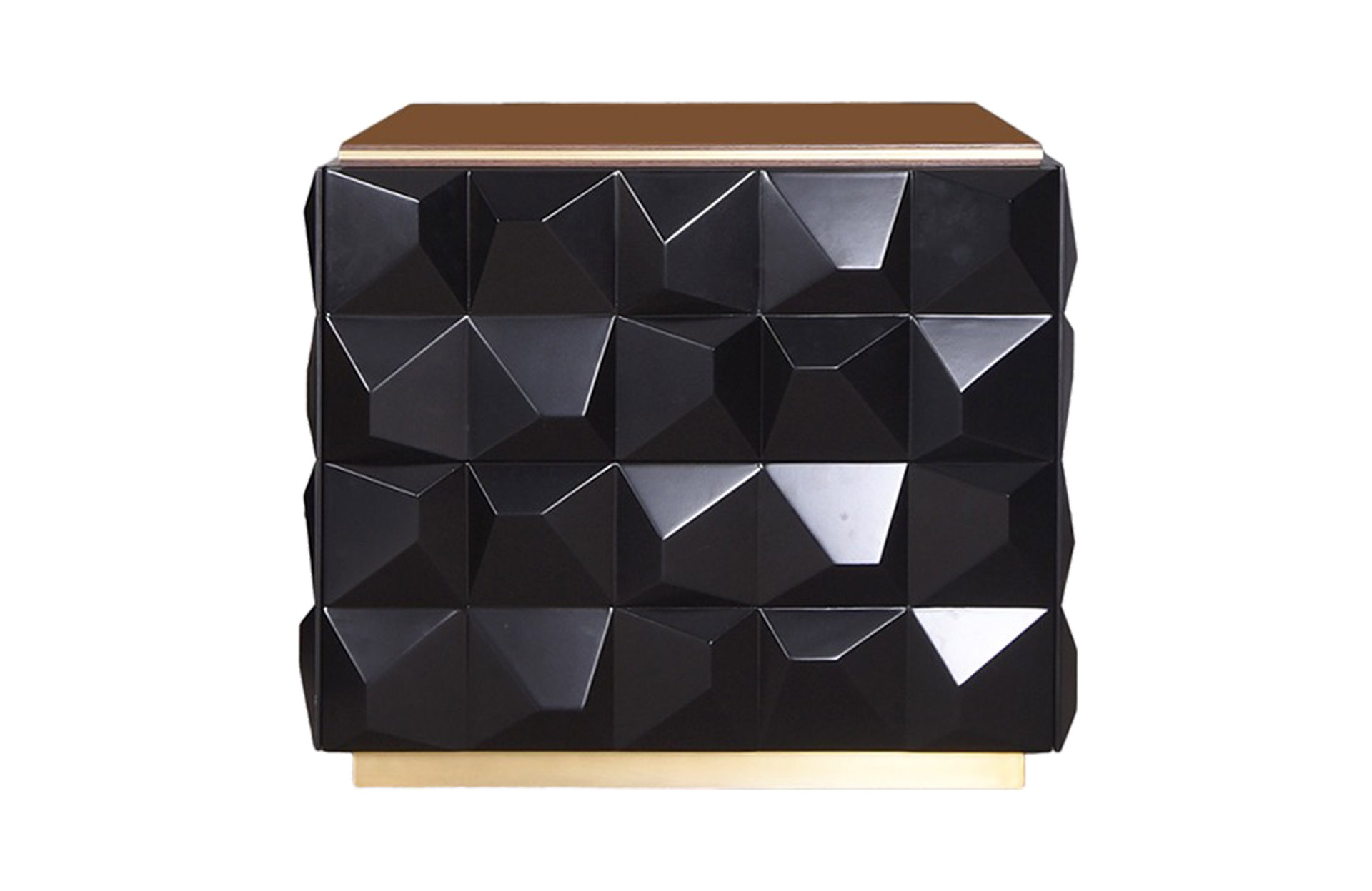 Home Decor Side Table Brutalist 2 Drawer Front View
