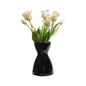 Black Glass Vase & White Tulip Wangi No.14