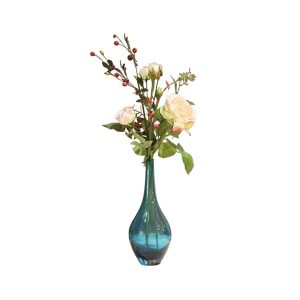 Blue Glass Vase & PH Roses ( L ) No.63