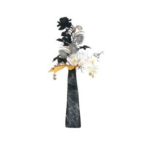 No.58 - 022022 Black Tall Wave Vase Black Rose
