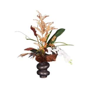 Nr.33 Black Modern Vase, ‘Garden Chic’ , Brons Lotus- Berry - Angrek