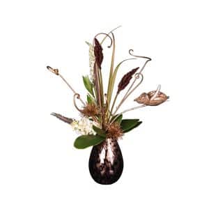 Nr.39 Murano Glass Black, Elegant Gold Anthurium