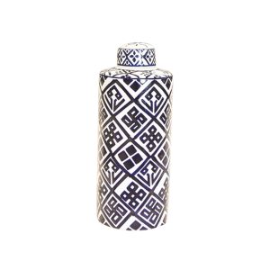 Valora Blue and White Cylinder Jar, Medium 69668
