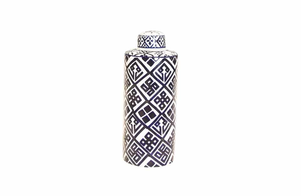 Valora Blue and White Cylinder Jar, Medium 69668