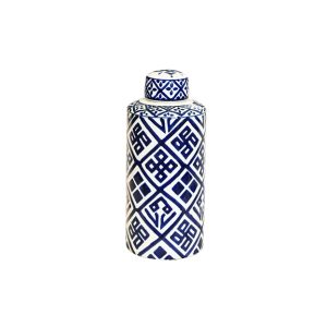 Valora Blue and White Cylinder Jar, Small 69667