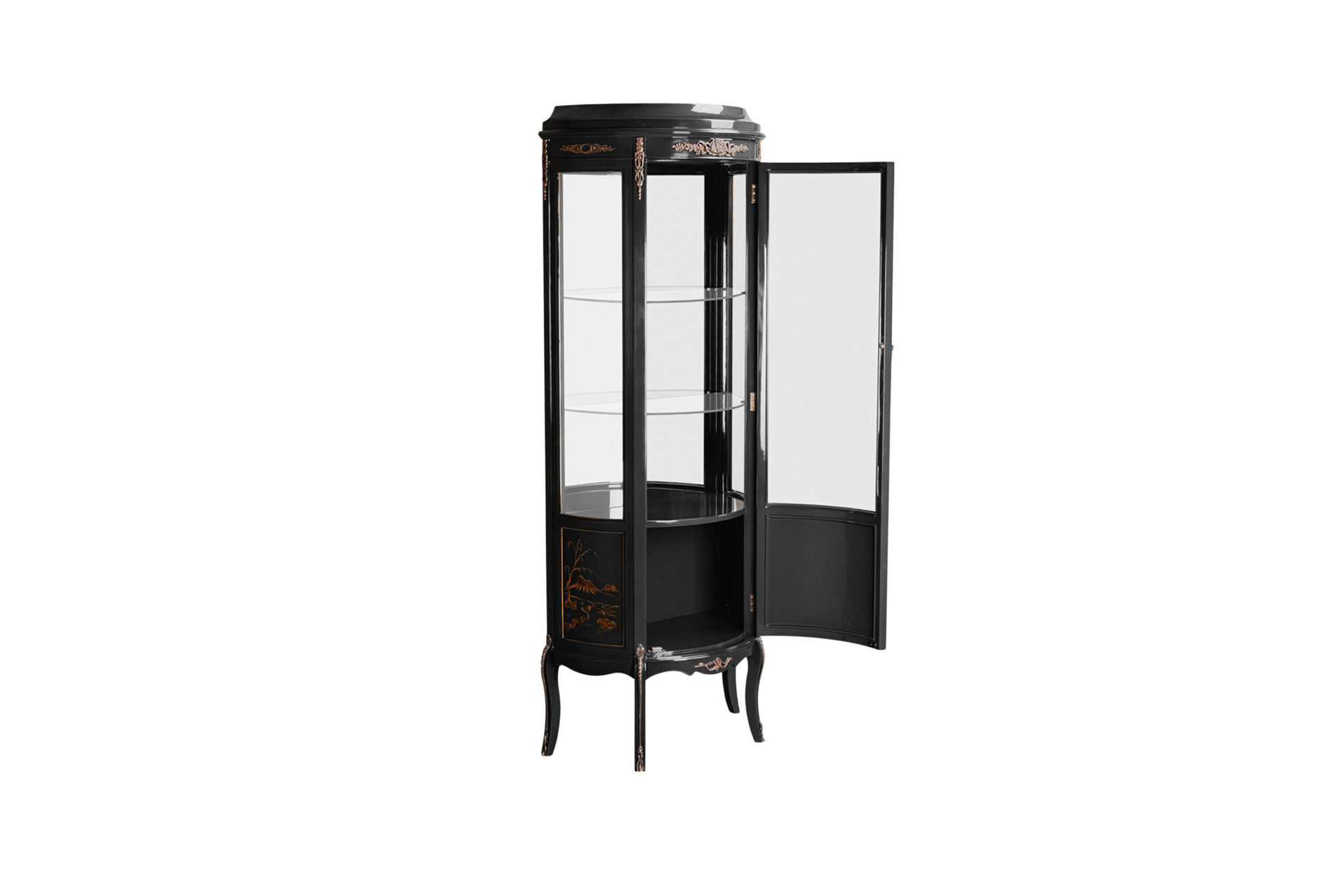Home Decor Display Cabinet Chinoiserie Camille,with Lighting 34039LED Side View Open