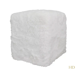 Home Decor Fleece Stool Yak Natural Side View