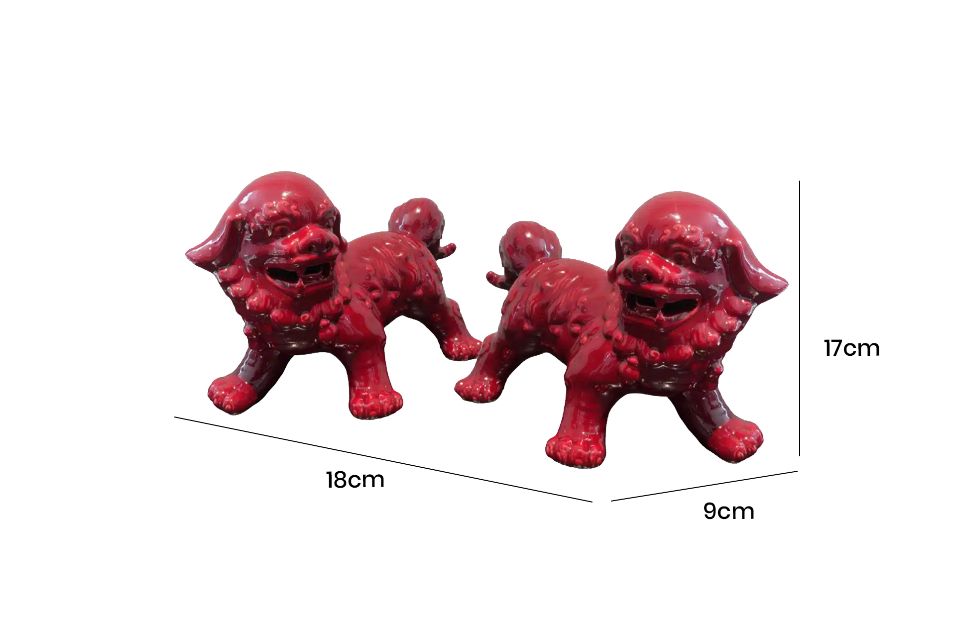 Home Decor Porcelain Design 18 Red Set Side View Size