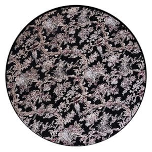 Home Decor Round Carpet Bamboo Silk 27 Black (300X300) R Front View