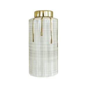 Home Decor Vase & Ceramic Jars FA-D2017 A Gold Thread Ceramic Jar-A Front View