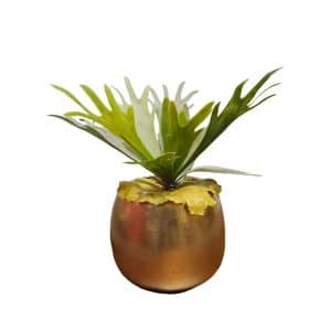 Home Decor Flower Arrangement No.87 - 022022 Gold Planter Kyang Plant Front View