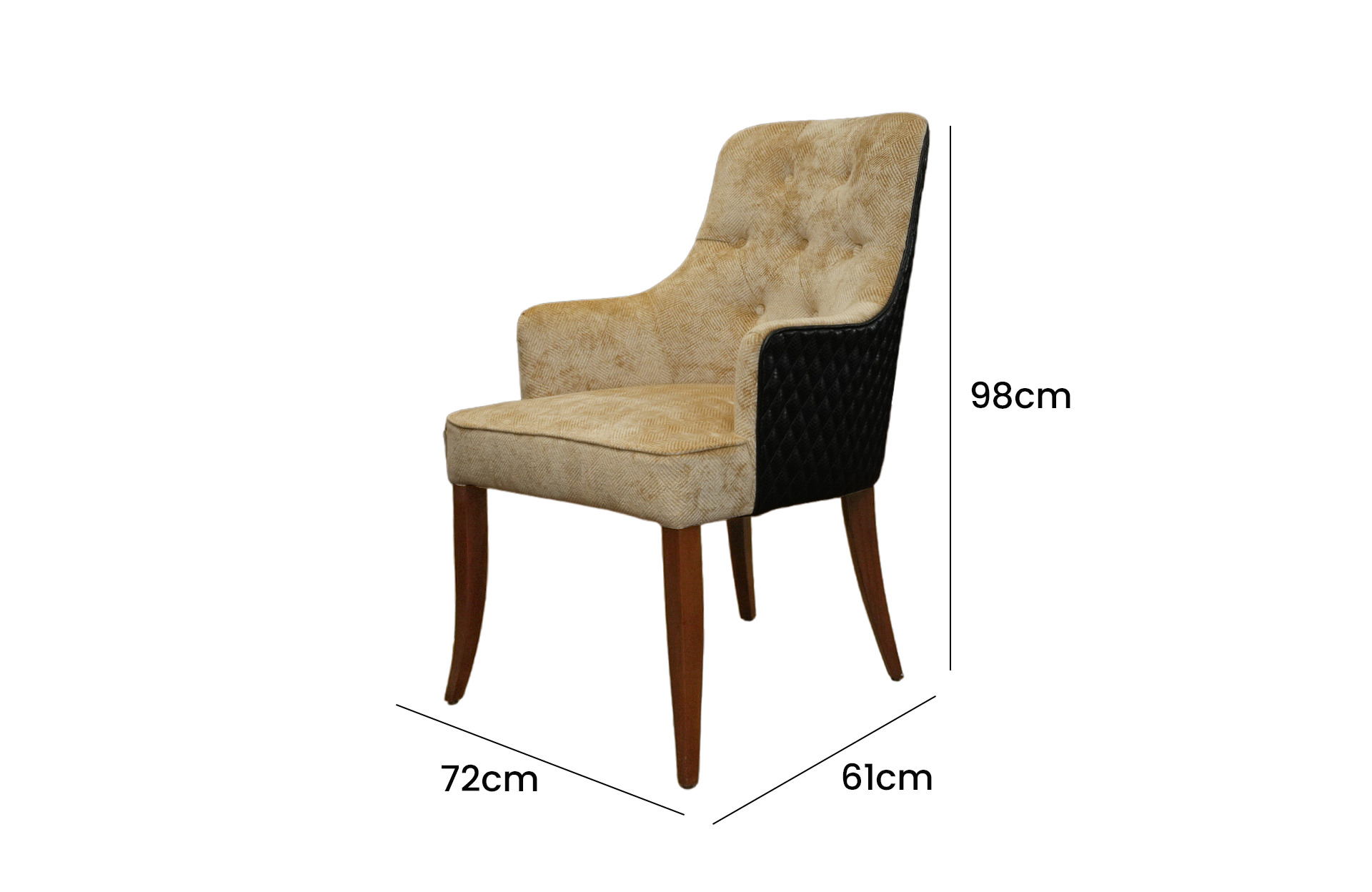 Home Decor Coda Dining Chair HB Cream ( Quilt ) Side View Size