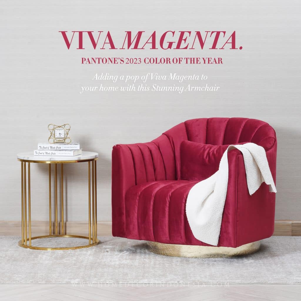 Home Decor Viva Magenta Armchair with Side Table