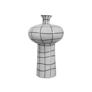 Home Decor Vase & Ceramic Jars Ceramic Hand Painted Grid Vase A FD-D24037A Front View