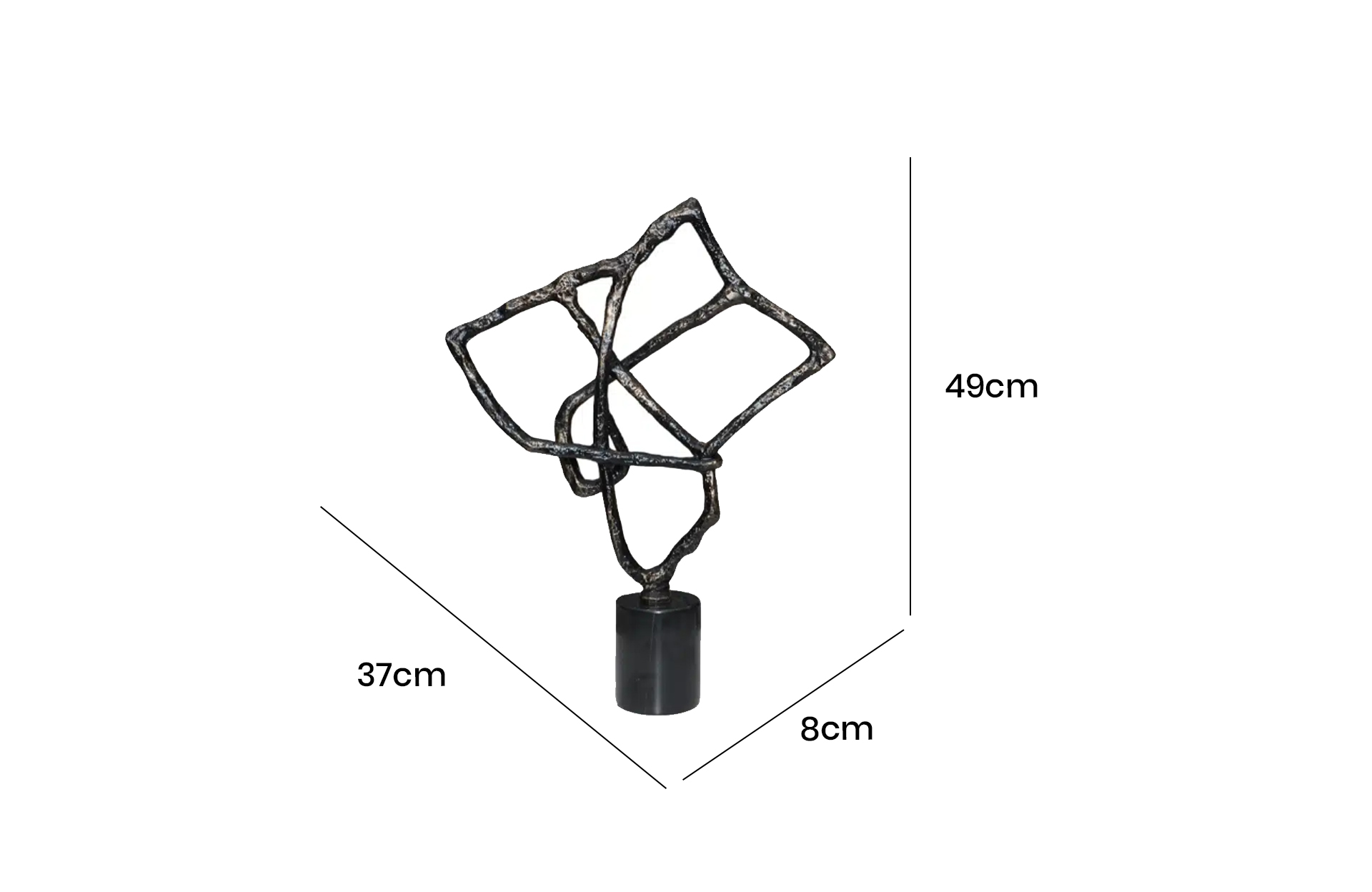 Home Decor Metal Steel Structure Ornaments FC-24008 Front View Size