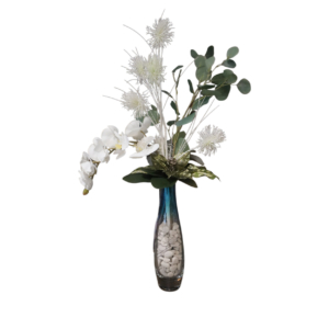 Home Decor Flower Arrangement Krosno Kristal Vase/White Blue Grey Setting No.52-25 Front View