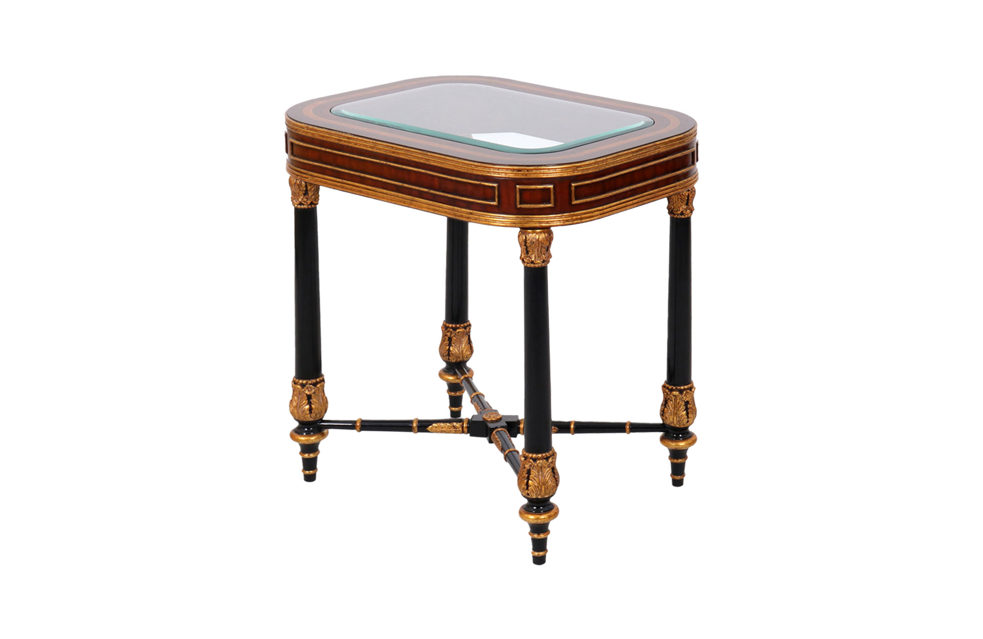 Home Decor Side Table Karna, Glass Top 34812 Side View