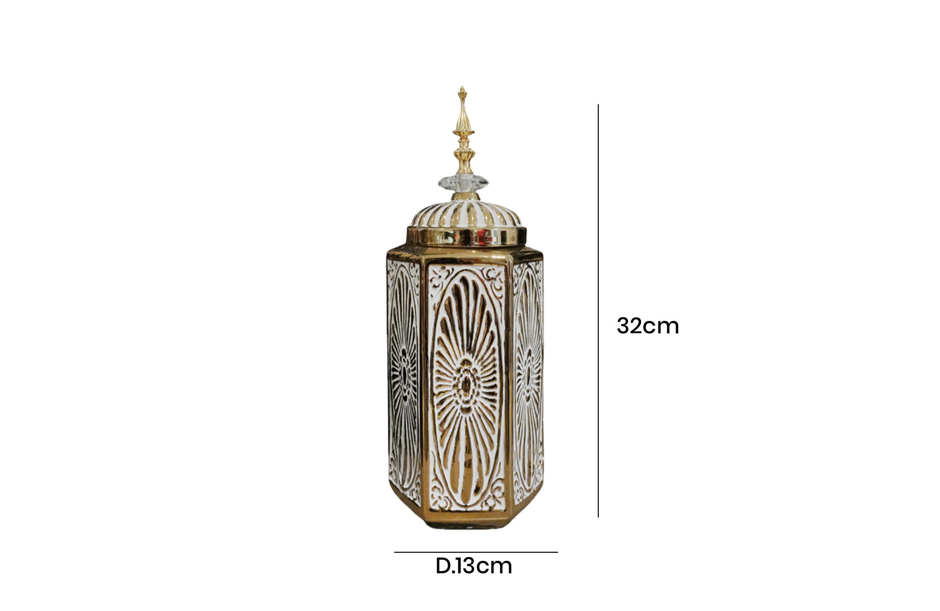 Home Decor Ceramic Decorate Jar V Design 15L Front View Size