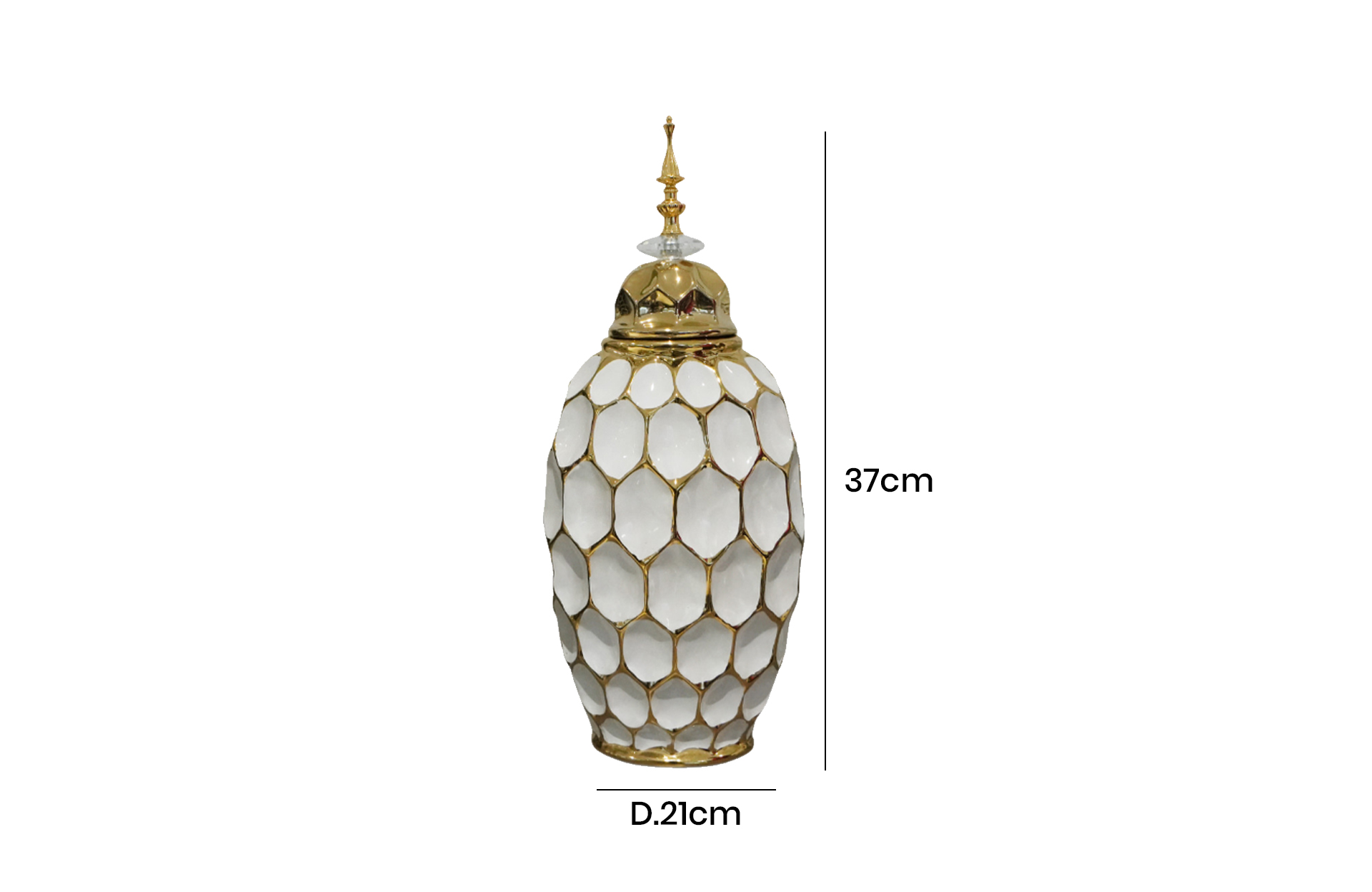 Home Decor Ceramic Decorate Jar V Design 9L Front View Size