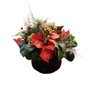 Home Decor Christmas Flower & Pot Black Front View