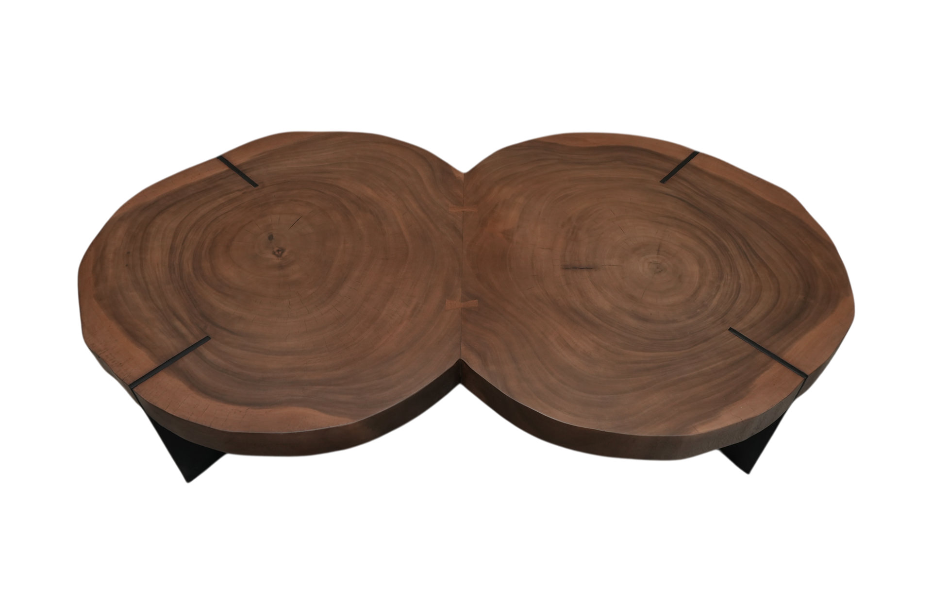 Home Decor Coffee Table Albertina Twin Cocktail Table Suar Iron 409B Top View