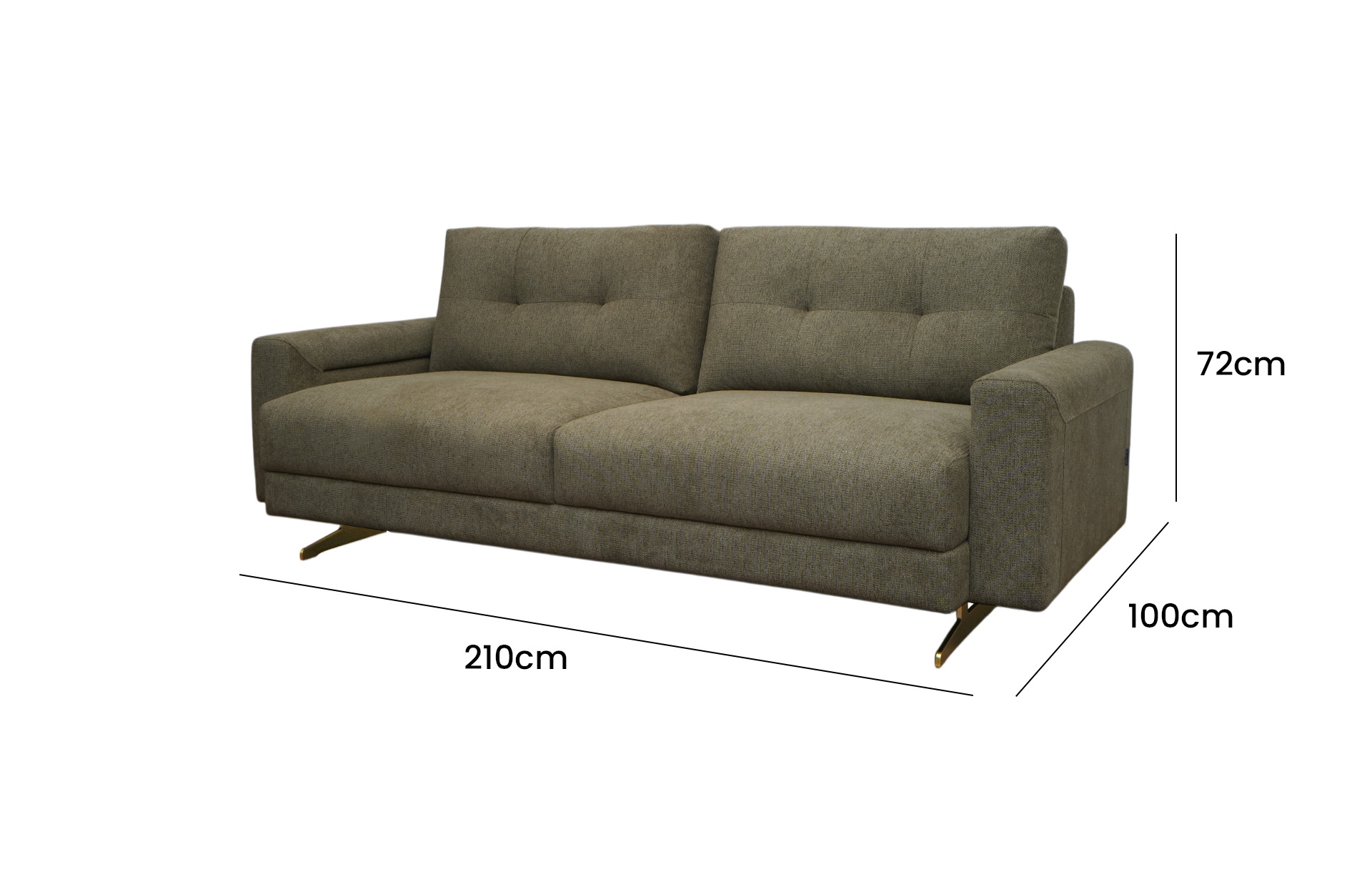 Home Decor Guell Sofa PGWR 08 Olive Side View Size