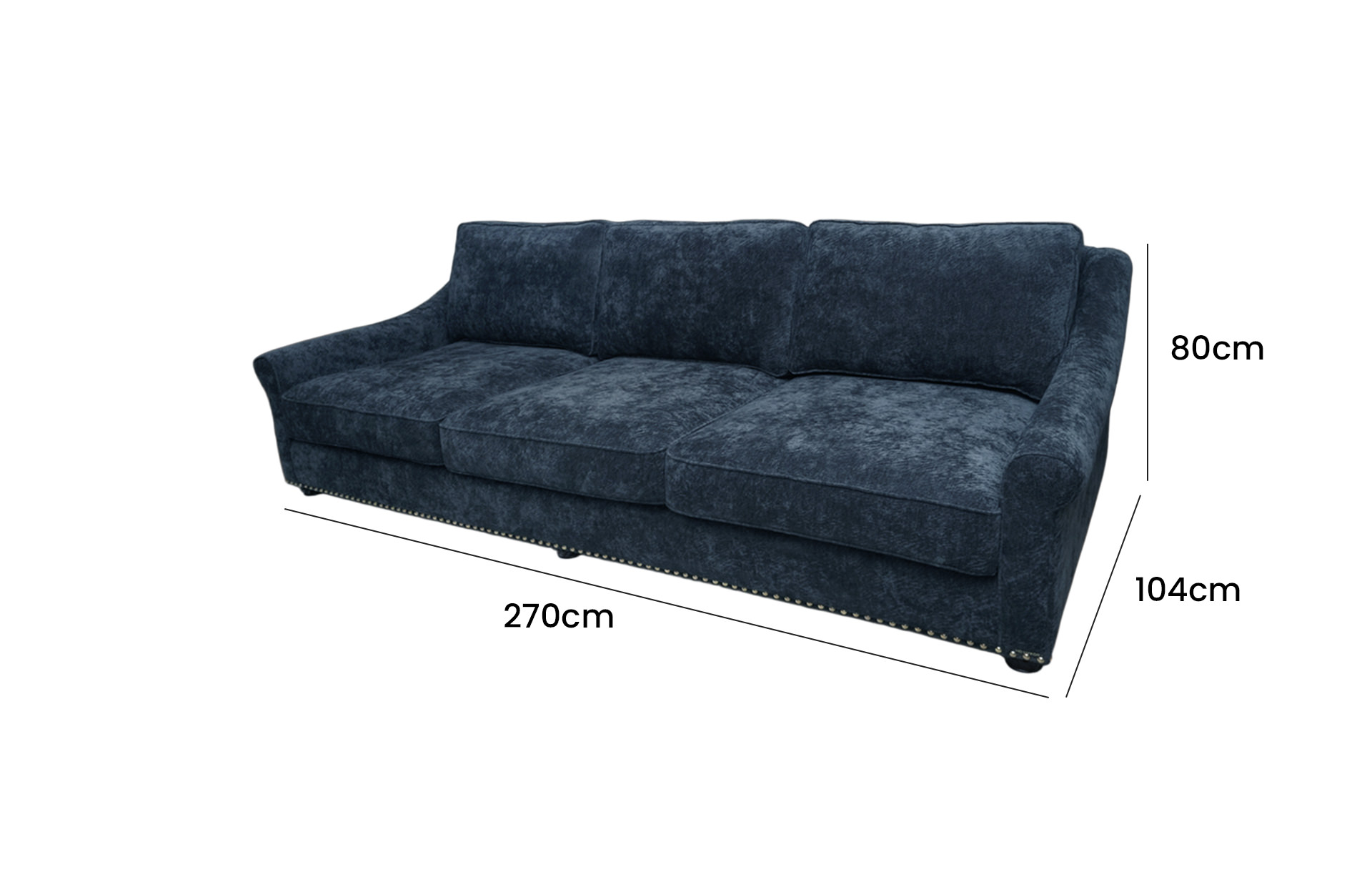 Home Decor Mark Sofa PII B-04 Side View Size