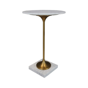 Home Decor HB 3807 Table Half Matte Brass Bronze Side Table Side View