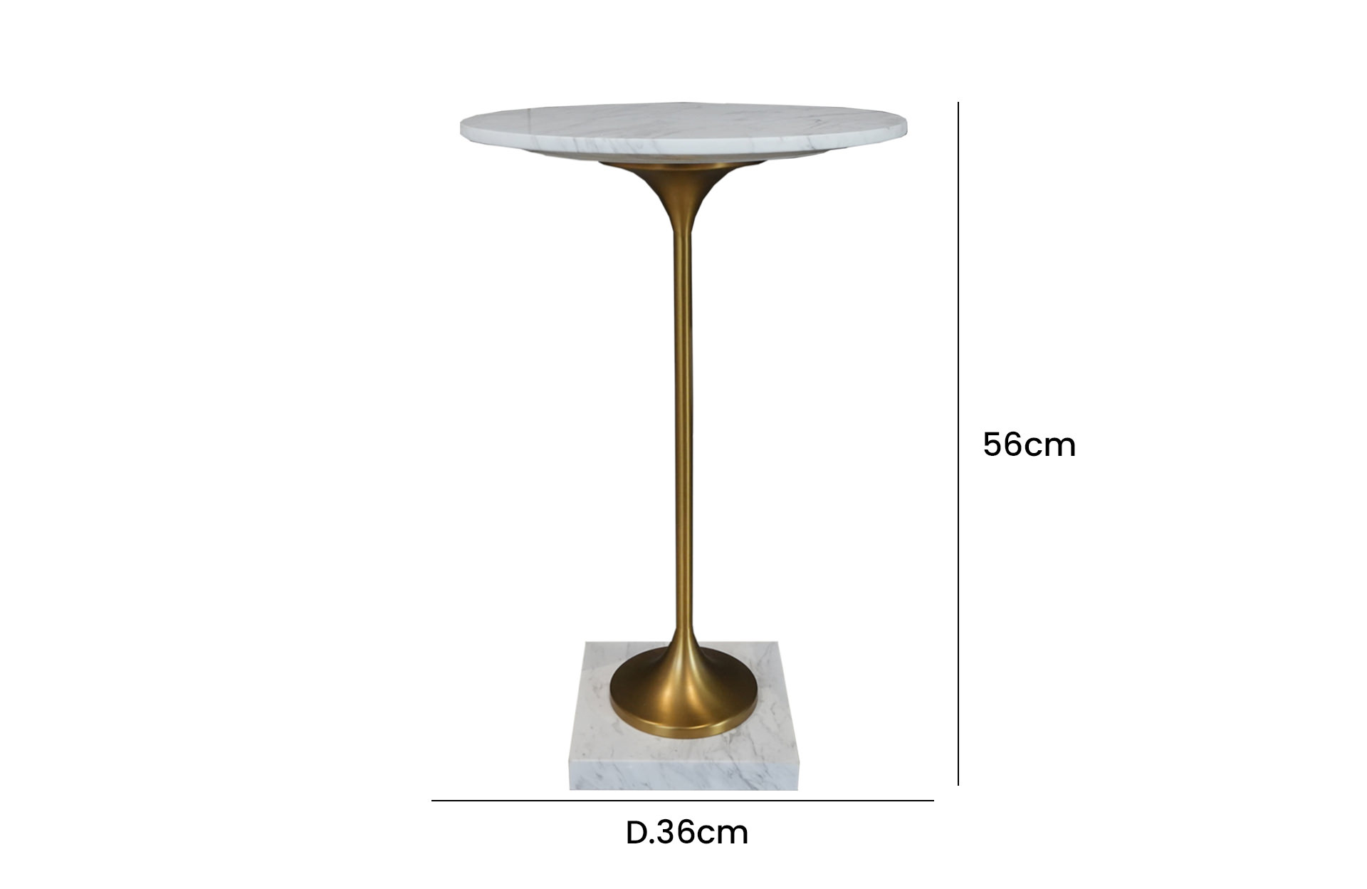 Home Decor HB 3807 Table Half Matte Brass Bronze Side Table Front View SIze