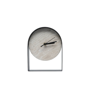Home Decor FC-W25004 Travertine Table Clock Front View