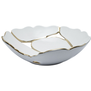 Home Decor FD-D25003A Gold Line Bowl A Front View