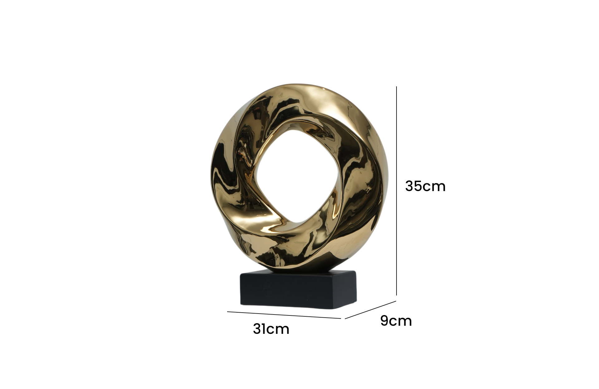 Home Decor FD-D25036 Gold Ring Ornament Side View Size