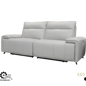 Belair Power Leather Sofa 2.5s Silver Gray