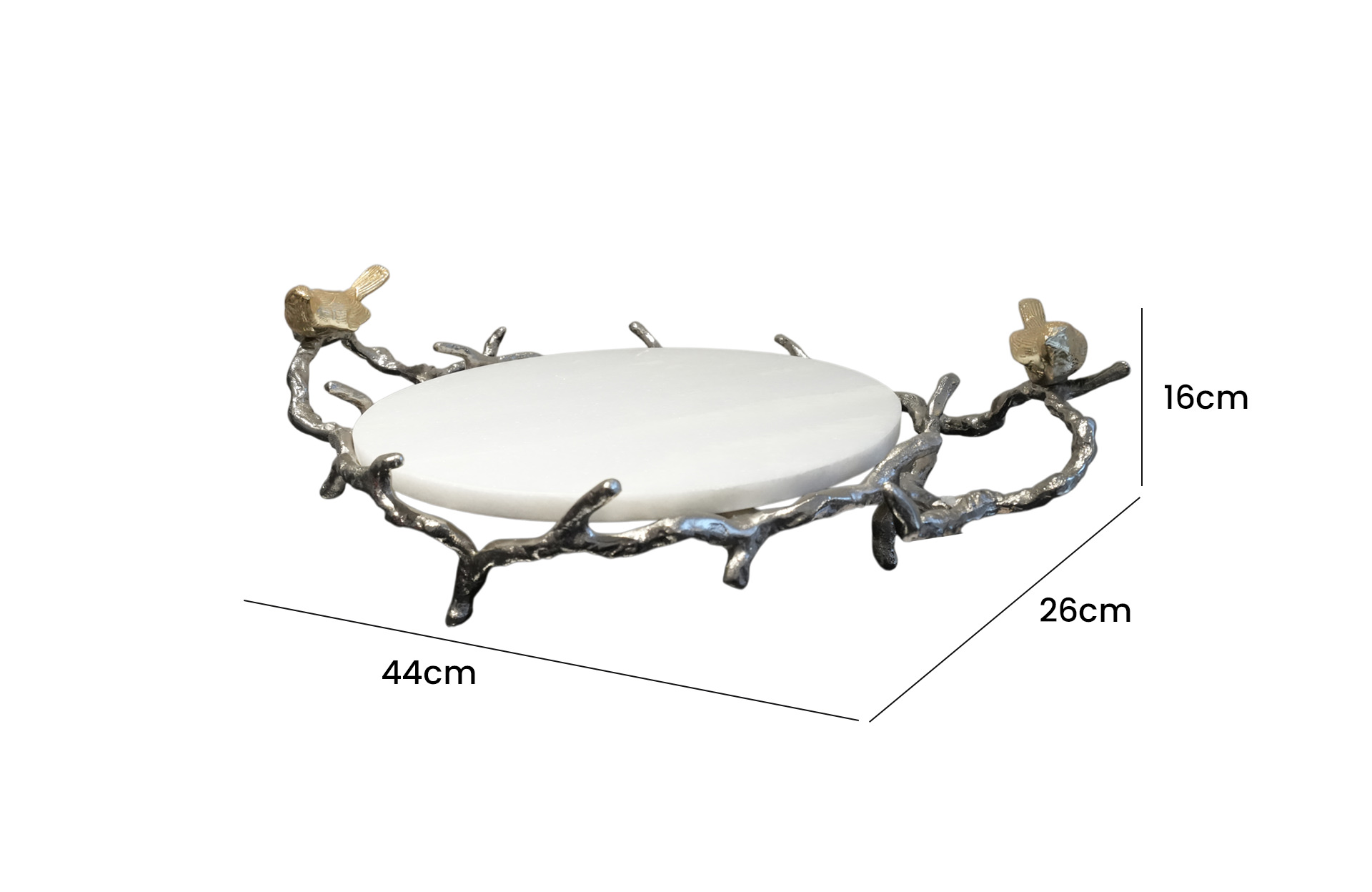 Home Decor 42855 Alvada Decorative Marble Tray Side View Size