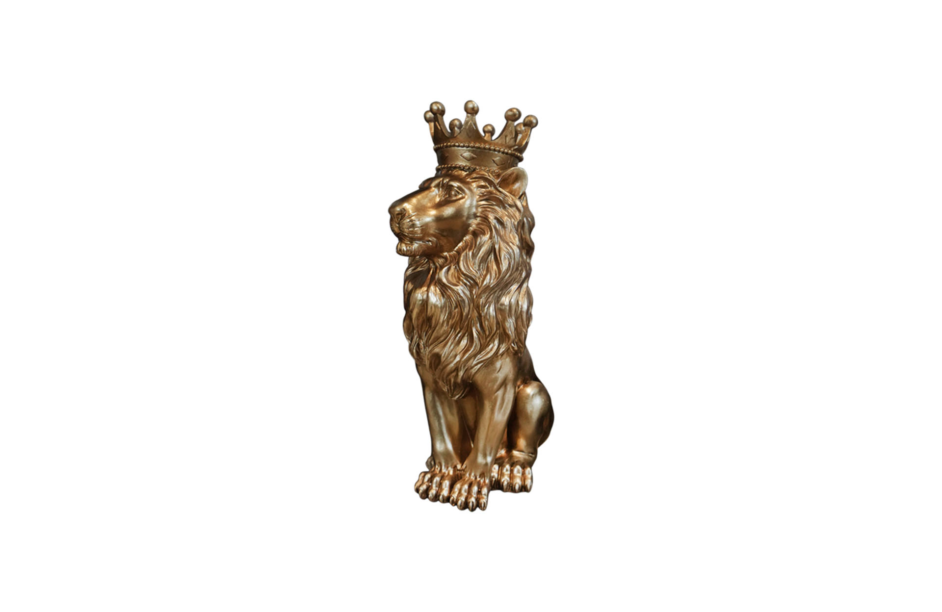 Home Decor B5511 Sitting Crown Lion Side View