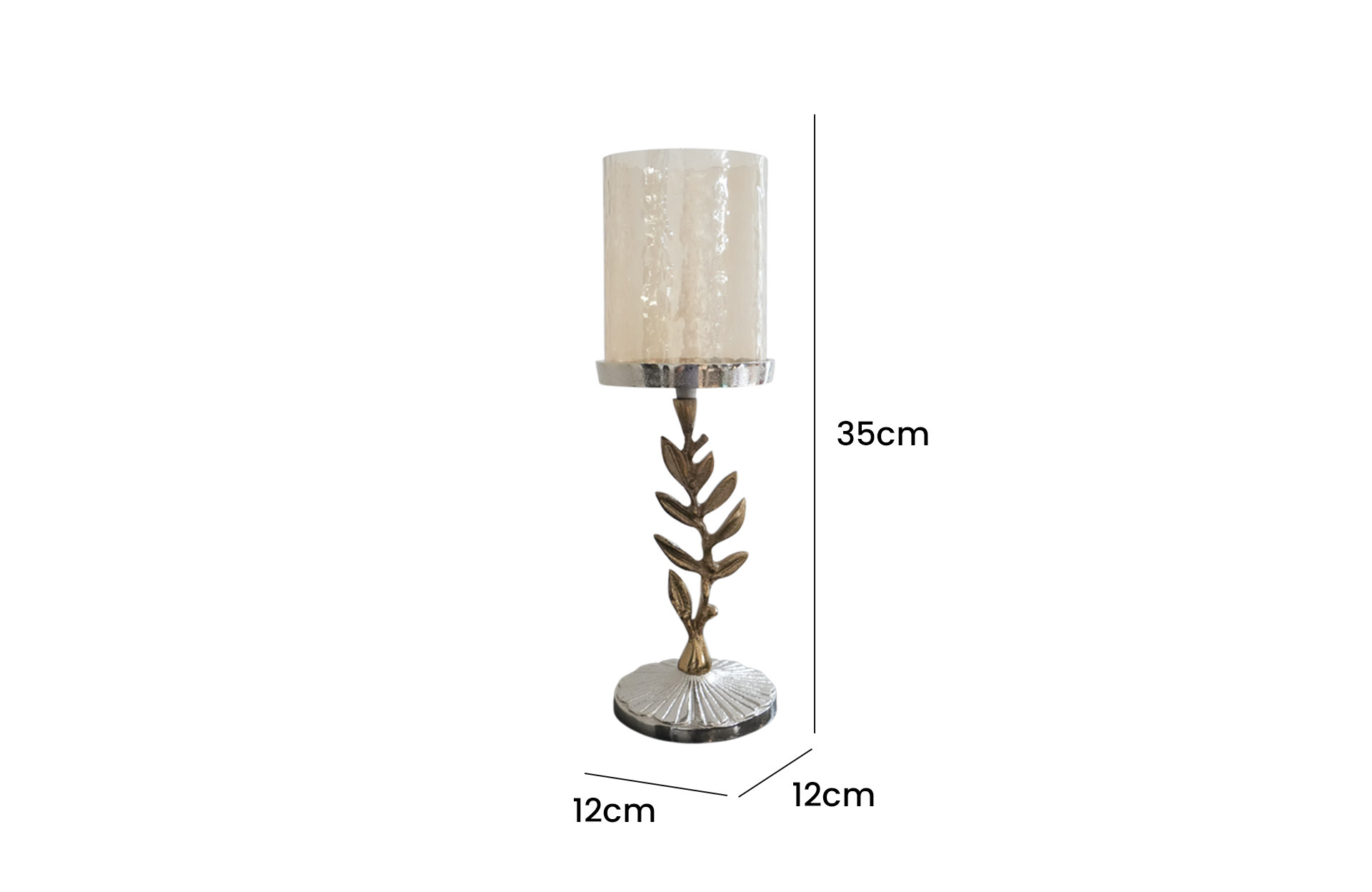 Home Decor D5536 Leaf Pillar Holder Front View Size