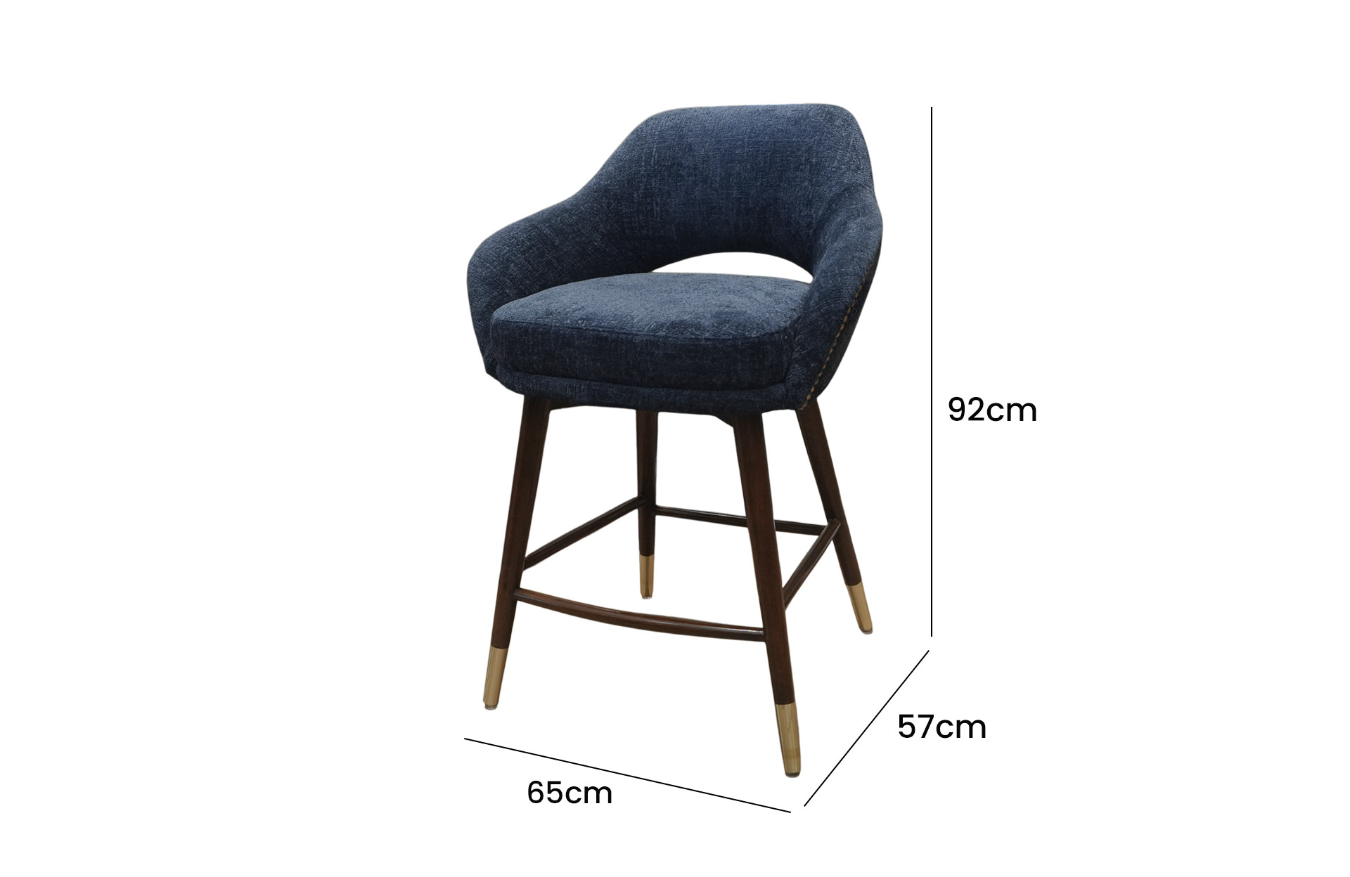 Home Decor Aldon Bar Stool PO 18 Deep Blue Side View Size