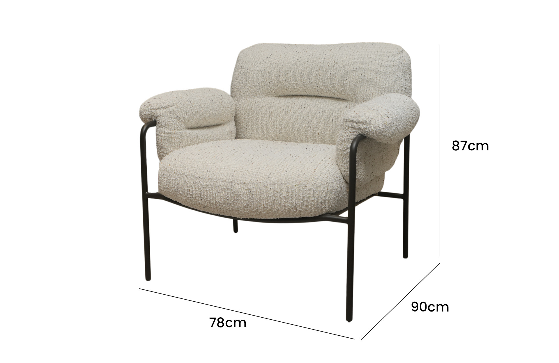 Home Decor Brett Armchair Side View Size