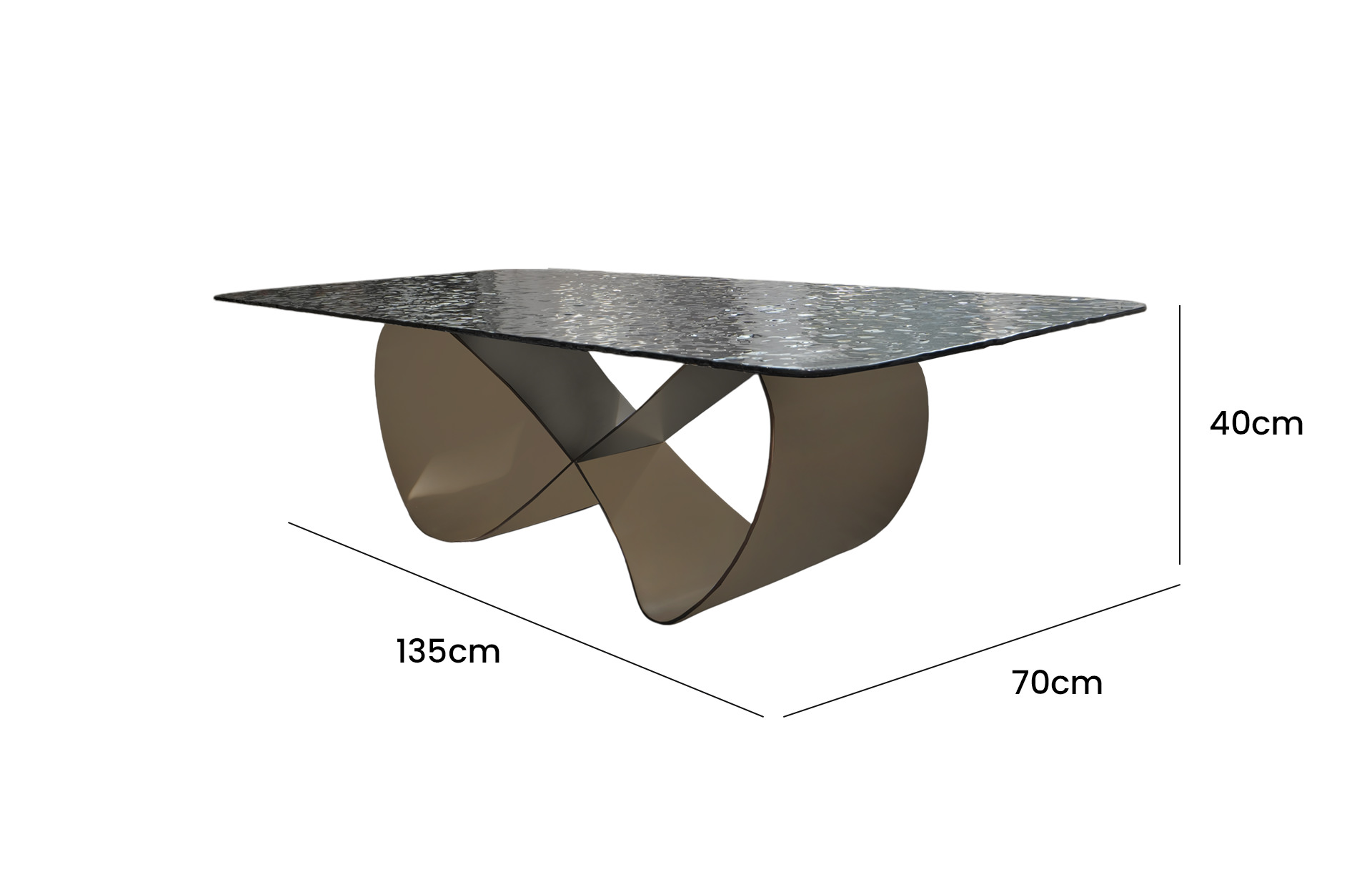 Home Decor Coffee Table CT9305GI Side View Size