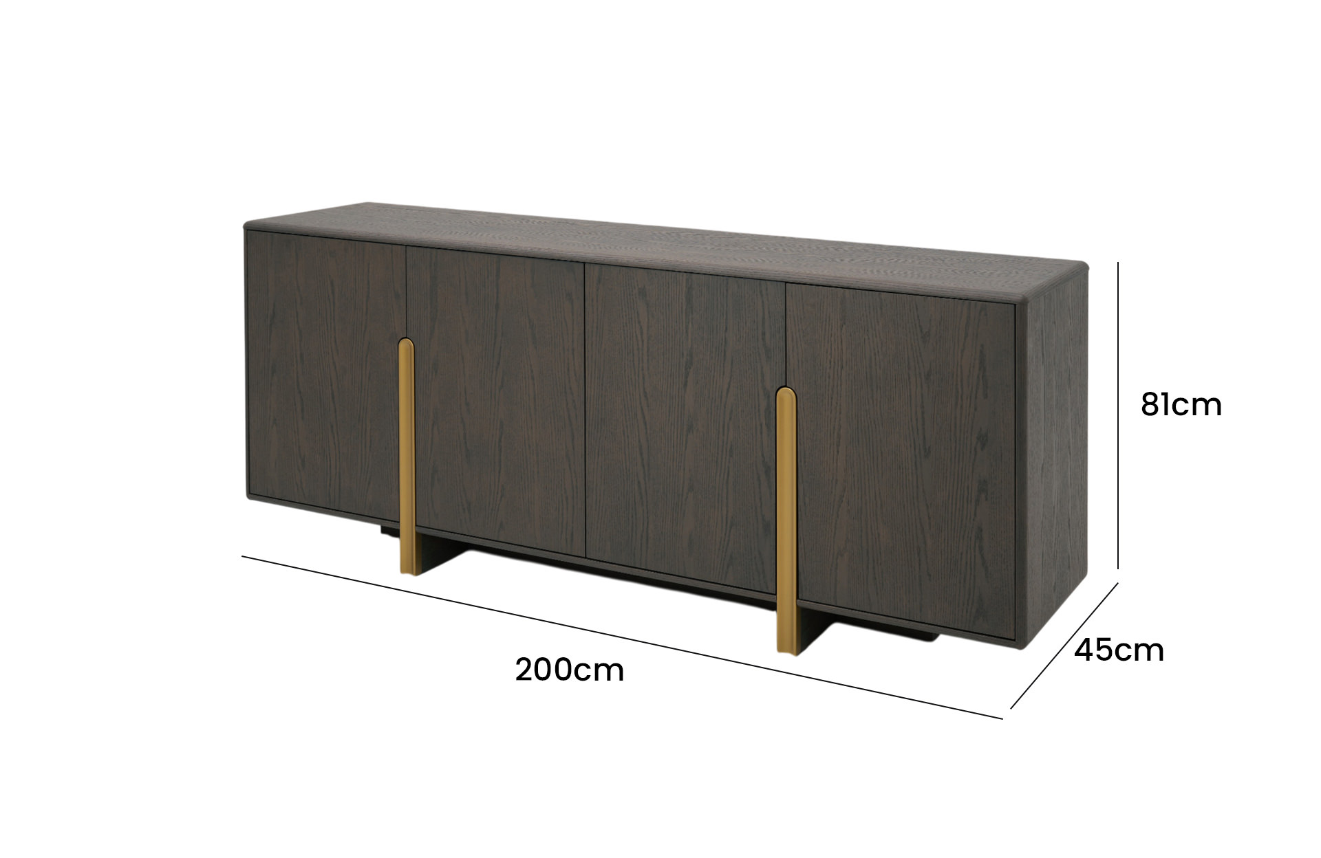 Home Decor Sideboard 1001M2.0 Side View Size