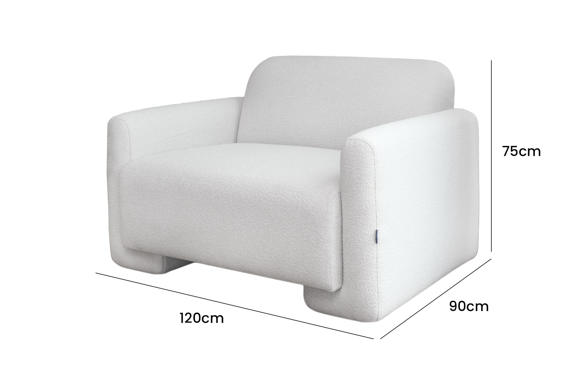 Home Decor Tosna Armchair PL WR 02 Cream Side View Size