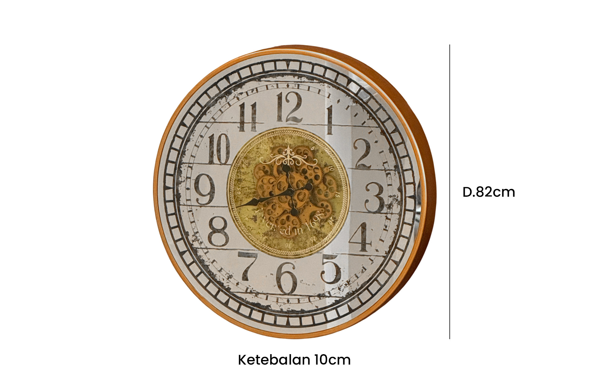 Home Decor 38535 Wall Clock Front View Size