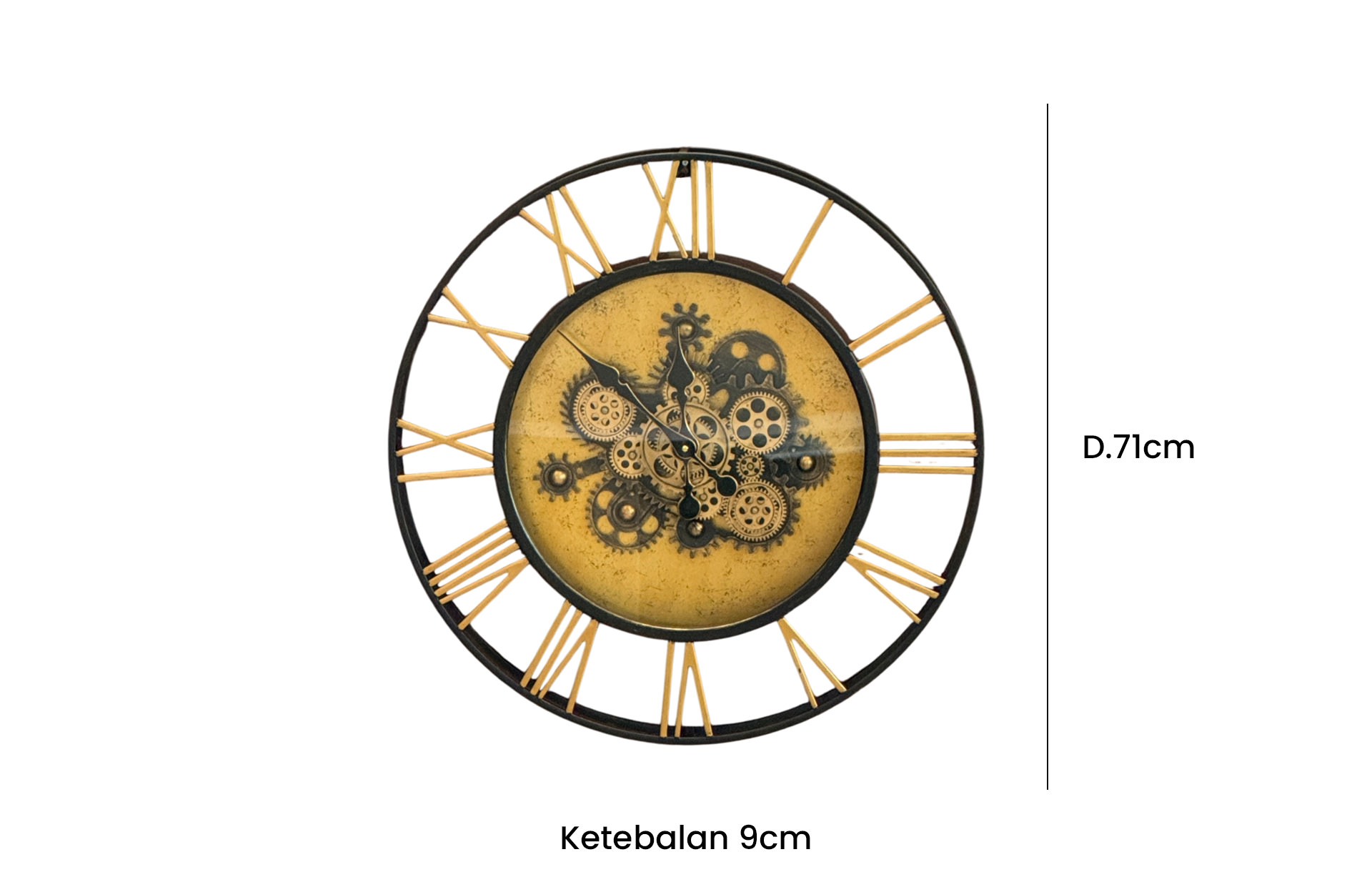 Home Decor 48061 Gear Clock Front View Size
